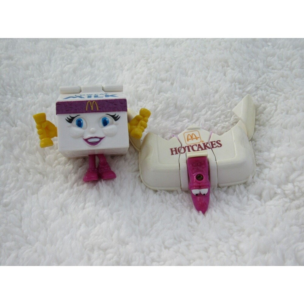 McDonald's Happy Meal Toys Changeables Milk Carton + Hotcakes Lot GUC 90s VTG